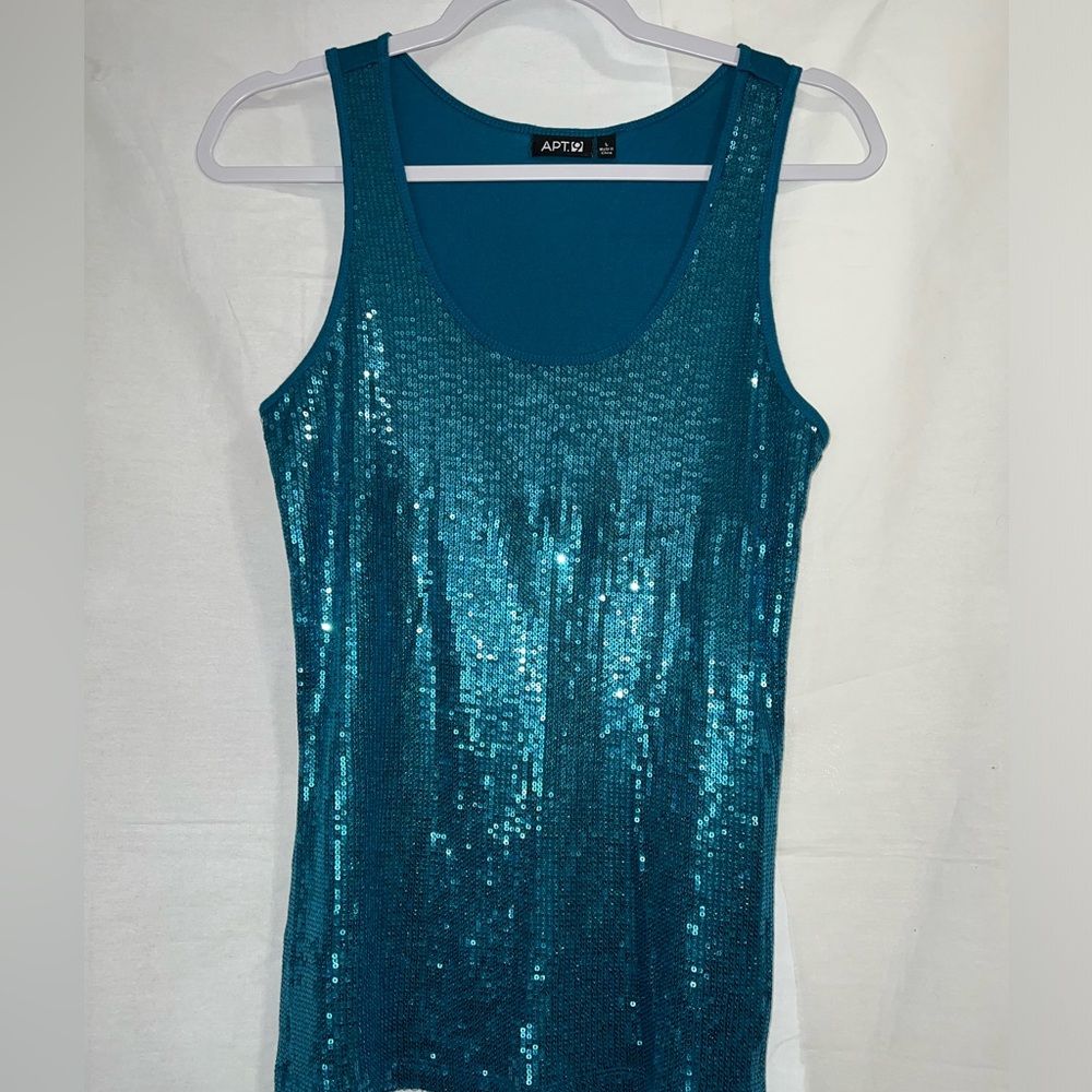 LNC Apt 9 Size L Sequined Front & Teal/Turquoise Blue In Color